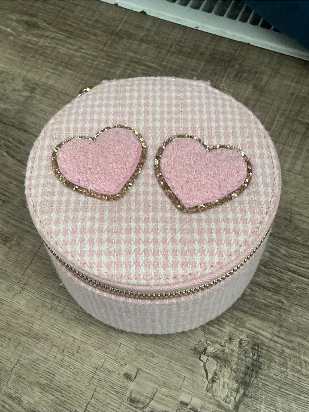 Stoney Clover Lane Pink Heart Travel Jewelry Case